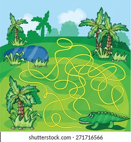 Maze game - Help the crocodile to find a way to the lake