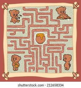 Maze game: Help one of the bears to find a way to honey.