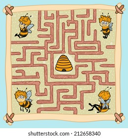 Maze game: Help one of the bees find their way home