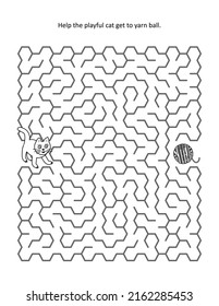 Maze game: Help the playful cat get to the yarn ball. 
