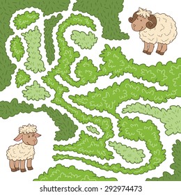 Maze game: Help the sheep to find the little lamb