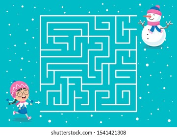 Maze Game Illustration For Children