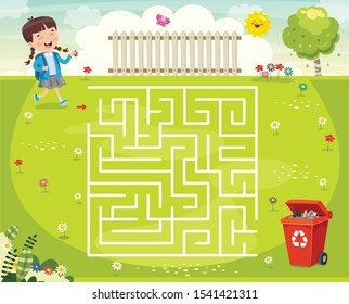 Maze Game Illustration For Children