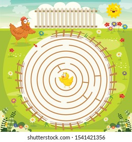 Maze Game Illustration For Children
