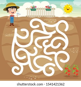 Maze Game Illustration For Children