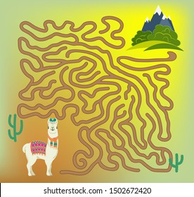 Maze game for kids and adults. Help cute llama to get to green meadows with his favorite bushes. 