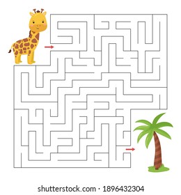 Labyrinth Game Children Giraffe Vector Cartoon Stock Vector (Royalty ...