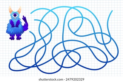 Maze game for kids find correct way for alien. Vector illustration