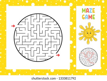 Maze. Game for kids. Funny labyrinth. Education developing worksheet. Activity page. Puzzle for children. Cute cartoon style. Riddle for preschool. Logical conundrum. Color vector illustration