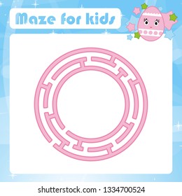 Maze. Game for kids. Funny labyrinth. Activity page. Puzzle for children. Cartoon style. Riddle for preschool. Education developing worksheet. Color vector illustration