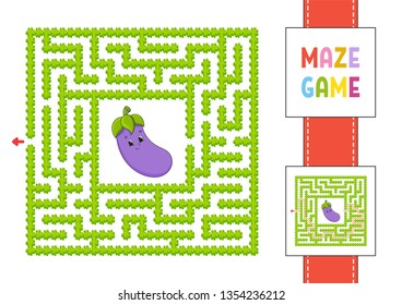 Maze. Game for kids. Funny labyrinth. Education developing worksheet. Activity page. Puzzle for children. Cute cartoon style. Riddle for preschool. Logical conundrum. Color vector illustration