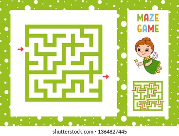 Maze. Game for kids. Funny labyrinth. Education developing worksheet. Activity page. Puzzle for children. Cute cartoon style. Riddle for preschool. Logical conundrum. Color vector illustration