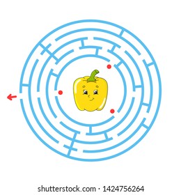 Maze. Game for kids. Funny labyrinth. Education developing worksheet. Activity page. Puzzle for children. Cute cartoon style. Riddle for preschool. Logical conundrum. Color vector illustration.