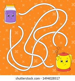 Maze. Game for kids. Funny labyrinth. Education developing worksheet. Puzzle for children. Activity page. Riddle for preschool. Cute cartoon character. Logical conundrum. Color vector illustration.