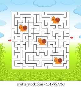 Maze. Game for kids. Funny labyrinth. Education developing worksheet. Activity page. Puzzle for children. Cute cartoon style. Riddle for preschool. Logical conundrum. Color vector illustration.