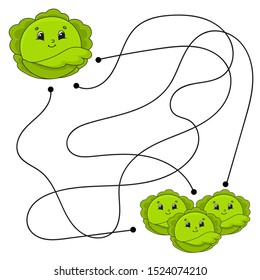 Maze. Game for kids. Funny labyrinth. Education developing worksheet. Puzzle for children. Activity page. Riddle for preschool. Cute cartoon character. Logical conundrum. Color vector illustration.