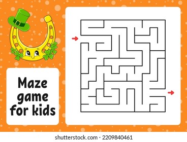 Maze game for kids. Funny labyrinth. Activity worksheet. Puzzle for children. cartoon style. Logical conundrum. Vector illustration.