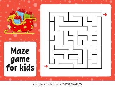 Maze game for kids. Funny labyrinth. Activity worksheet. Puzzle for children. cartoon style. Logical conundrum. Vector illustration.