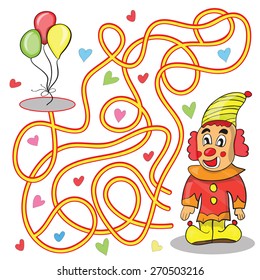 Maze game for kids Help the clown to get to the balloons
