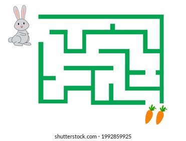 Maze Game For Kids. Help Rabbit Find Road to Carrots