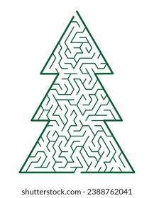 Maze game for kids. Labyrinth in the shape of a Christmas tree