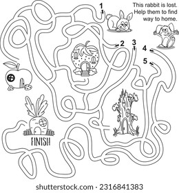 Maze game for kids. Please help this rabbit to find way home. 