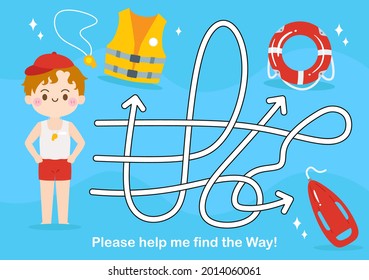 Maze game for kids puzzle with job occupations