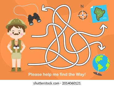 Maze game for kids puzzle with job occupations
