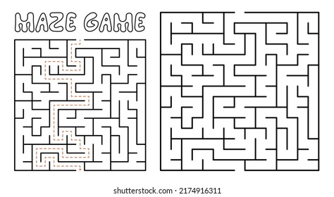 Maze game for kids. Maze puzzle with solution