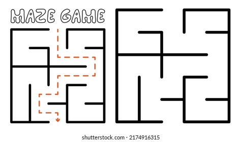 Maze game for kids. Maze puzzle with solution