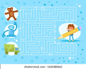 Maze game for kids Vector. Cartoon. Isolated art 