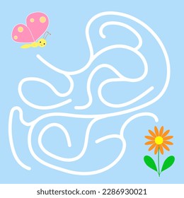 Juego de Maze. Laberinto, juego educativo para niños. Ayuda a que la mariposa llegue a la flor.