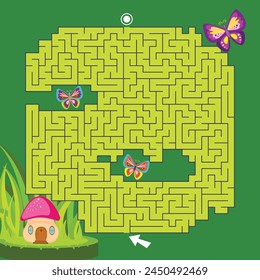 Maze game Labyrinth Garden vector illustration. Colorful puzzle for kids