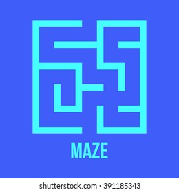 Maze Game Logo. Labyrinth Game with Entry and Exit. Find the Way Out Concept. Transportation. Logistics Abstract Background Concept. Business Path Concept. Vector Illustration.