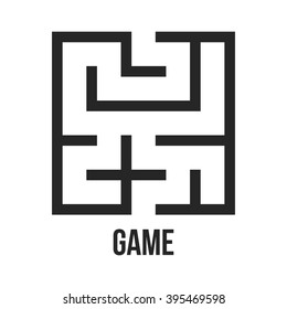 Maze Game Logo. Labyrinth Game with Entry and Exit. Find the Way Out Concept. Transportation. Logistics Abstract Background Concept. Business Path Concept. Vector Illustration.
