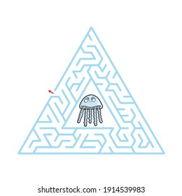Maze game with medusa for children Cute cartoon worksheet Vector illustration
