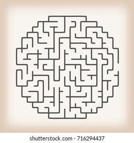 Maze Game On Vintage Background/
Illustration of a labyrinth pattern game inside grunge textured and vintage background