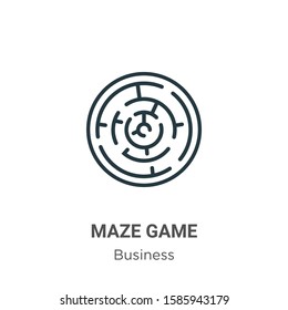 Maze game outline vector icon. Thin line black maze game icon, flat vector simple element illustration from editable business concept isolated on white background
