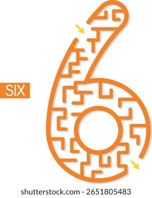 Maze Game For Preschool Children - Number Six - 6