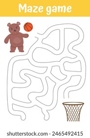 Maze game. Printable worksheet, activities for children. Logical game for preschool, kindergarten learning, homeschooling. Handwriting practice, learning educational activities page.