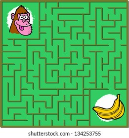 Maze game puzzle with solution on separate layer (Help monkey find the banana)
