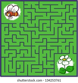 Maze game puzzle with solution on separate layer (Help bee find flower nectar)