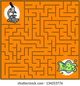 Maze game puzzle with solution on separate layer (Help microscope find the bacteria)