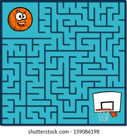 Maze game puzzle with solution on separate layer (Help basketball ball get into the basket)