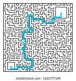 maze game with route, vector graphic