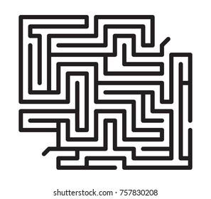 Maze game scheme. Square labyrinth sample vector illustration.