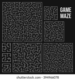 Maze Game Set. Labyrinth Game with Entry and Exit. Find the Way Out Concept. Transportation. Logistics Abstract Background Concept. Business Path Concept. Vector Illustration.