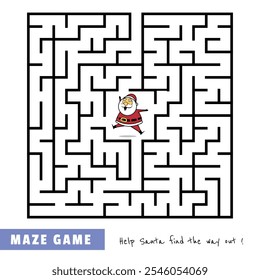 Maze Game Sheet mit Unterstützung santa finden Sie den Weg aus