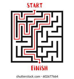 Maze Game with solution background. Labyrinth with Entry and Exit. Vector Illustration.