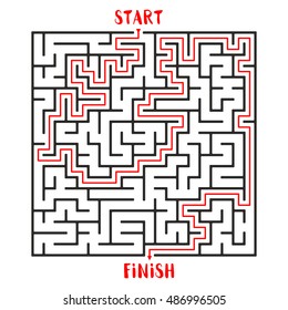 Maze Game with solution. Labyrinth Game with Entry and Exit. Find the Way Out Concept. Transportation. Logistics Abstract Background Concept. Business Path Concept. Vector Illustration.